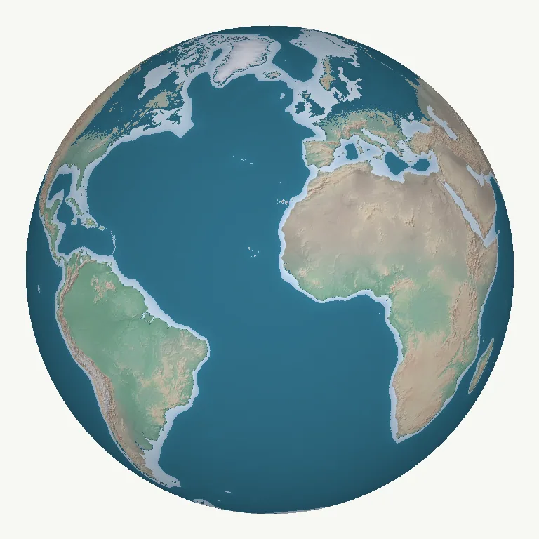 Shaded-relief topographic globe